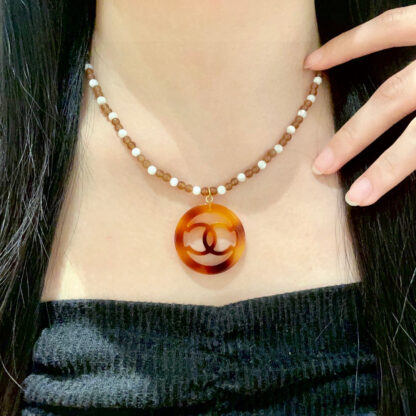 Chanel Pearl Double C Circle Necklace - Image 2