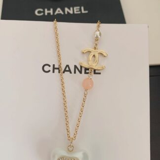 Chanel white heart necklace