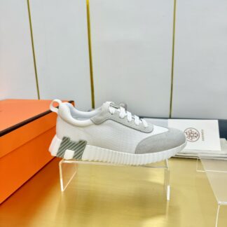 Hermès Spring and Summer White and Gray Colorblock Couple Classic Sports Casual Shoes