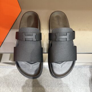 Hermes summer pure black pure handmade high-end sandals
