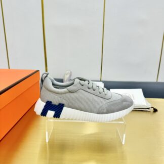 Hermès Spring and Summer Gray, White and Blue Colorblock Couple Classic Sports Casual Shoes