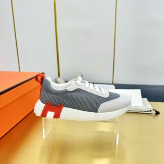 Hermès Spring and Summer Gray and Red Colorblock Couple Classic Sports Casual Shoes