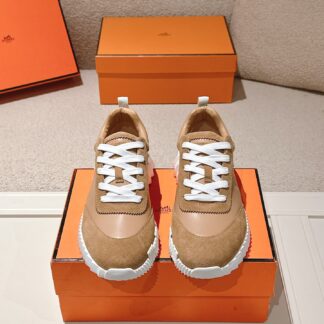 Hermes classic couple light brown comfortable casual sports shoes