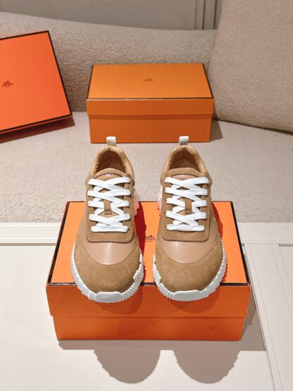 Hermes classic couple light brown comfortable casual sports shoes