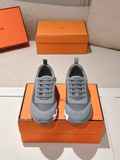 Hermes classic couple style dark gray comfortable casual sports dad shoes