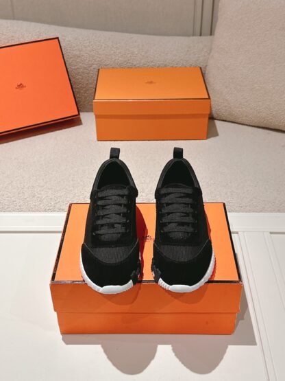 Hermes classic couple black comfortable casual sports shoes