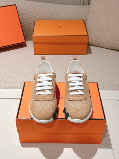 Hermes classic couple style apricot color comfortable casual sports dad shoes