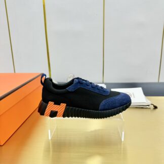 Hermès Spring and Summer Blue and Black Couple Classic Sports Shoes