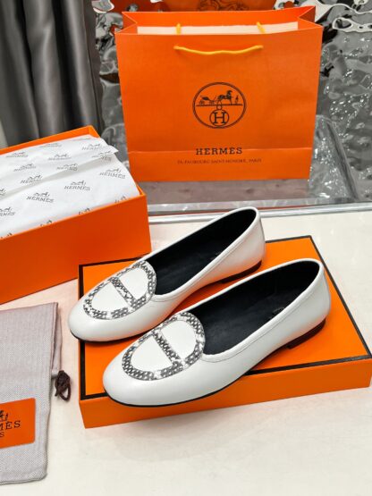 Hermès Spring Classic White Handcrafted Loafers