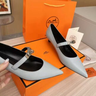 Hermès blue-grey holiday essential comfortable loafers