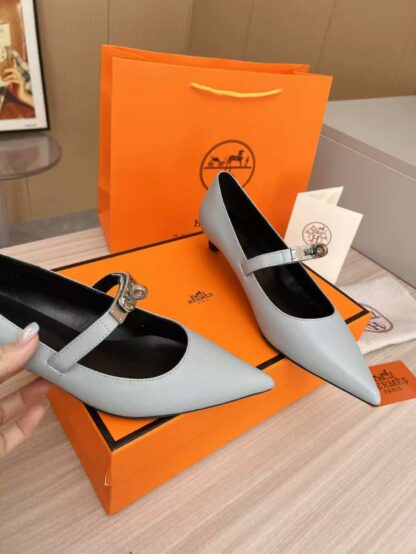 Hermès blue-grey holiday essential comfortable loafers