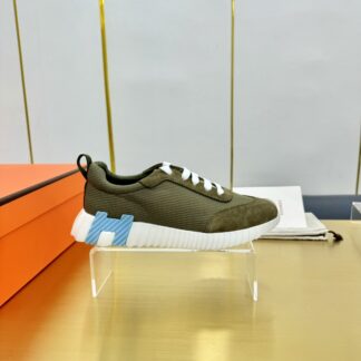 Hermes Spring and Summer Couple's Green and White Color Matching Sports Casual Shoes