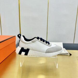 Hermes Spring and Summer Couple's White, Gray and Blue Color Matching Sports Casual Shoes