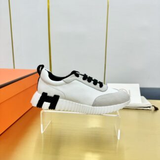 Hermes Spring and Summer Couple's White, Gray and Black Color Matching Sports Casual Shoes