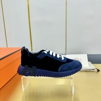 Hermès Spring and Summer Couple's Blue and Black Color Matching Sports Casual Shoes