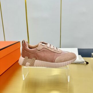 Hermès Spring and Summer Couple's Pink Apricot Color Matching Sports Casual Shoes