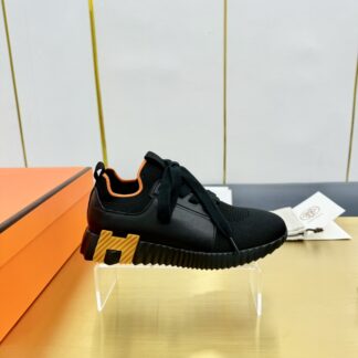Hermes Spring and Summer Couple's Black and Orange Colorblock Breathable and Durable Sports Casual Shoes