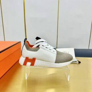 Hermes Spring and Summer Couples White Apricot Orange Colorblock Breathable and Durable Sports Casual Shoes