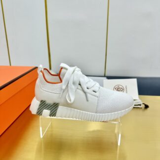 Hermes Spring and Summer Couples White and Orange Colorblock Breathable and Durable Sports Casual Shoes