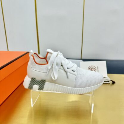 Hermes Spring and Summer Couples White and Orange Colorblock Breathable and Durable Sports Casual Shoes