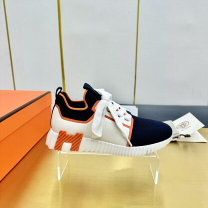 Hermès Spring and Summer Couples Blue and Orange Colorblock Breathable and Durable Sports Casual Shoes