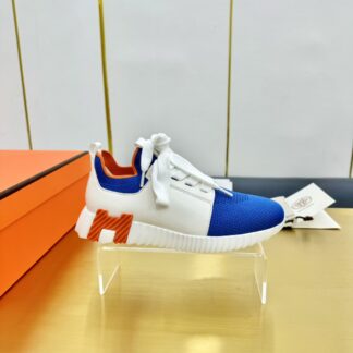 Hermes Spring and Summer Couples White, Blue and Orange Colorblock Breathable and Durable Sports Casual Shoes
