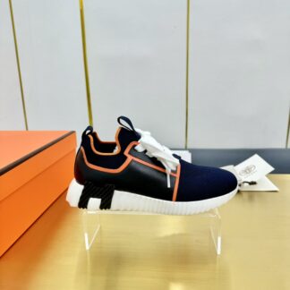 Hermes Spring and Summer Couple's Black, Orange and White Colorblock Breathable and Durable Sports Casual Shoes