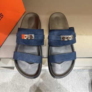 Hermes summer blue pure handmade high-end sandals