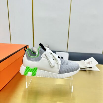 Hermes Spring and Summer Couple's Gray Green Breathable and Durable Sports Casual Shoes