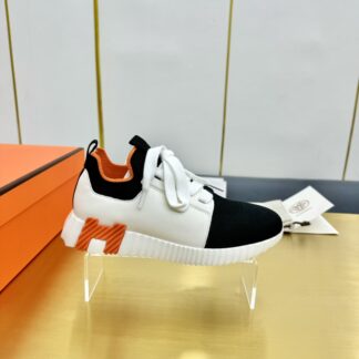 Hermes Spring and Summer Couple's Black, White and Orange Colorblock Breathable and Durable Sports Casual Shoes