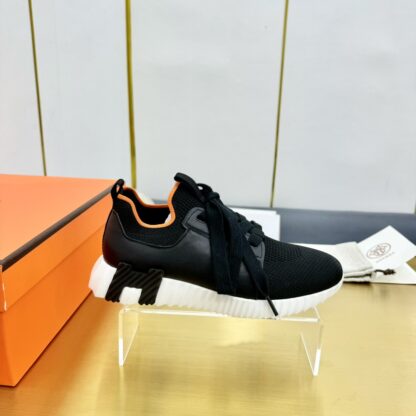 Hermes Spring and Summer Couples British Black, Orange and White Colorblock Breathable and Durable Sports Casual Shoes