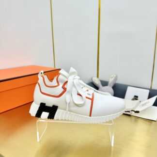 Hermes Spring and Summer Couples British White and Orange Colorblock Breathable and Durable Sports Casual Shoes