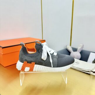 Hermes Spring and Summer Couples British Gray and Orange Colorblock Breathable and Durable Sports Casual Shoes