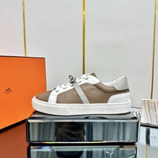 Hermes Couple's Thick-soled Lace-up Fashion Gray Apricot Casual Shoes
