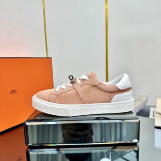 Hermes milk tea color couple's lace-up thick-soled fashionable casual shoes