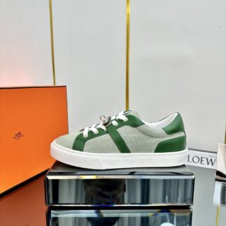 Hermes green and white couple's lace-up thick-soled fashionable casual shoes