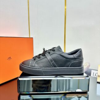 Hermes black couple's lace-up thick-soled fashionable casual shoes