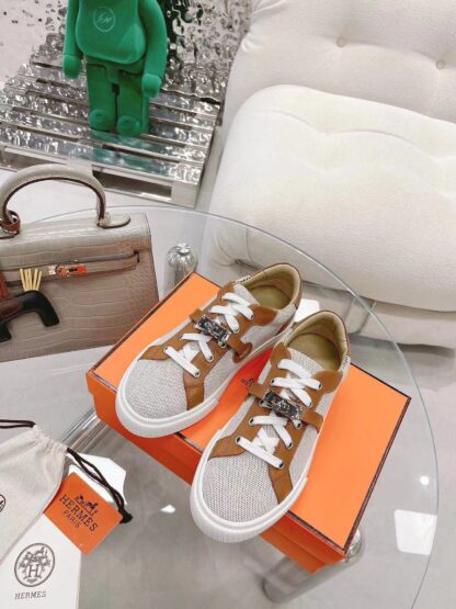 Hermes beige brown latest kelly shoe buckle classic flat casual shoes