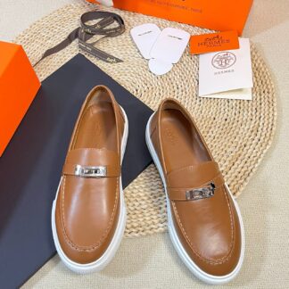 Hermes kelly shoe buckle brown stylish and noble casual loafers
