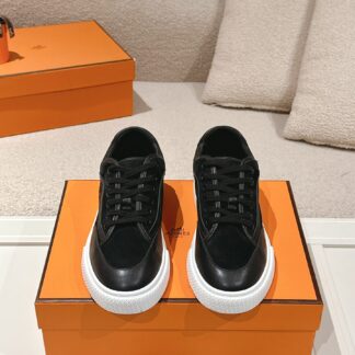 Hermes couple black fashion casual skateboard shoes