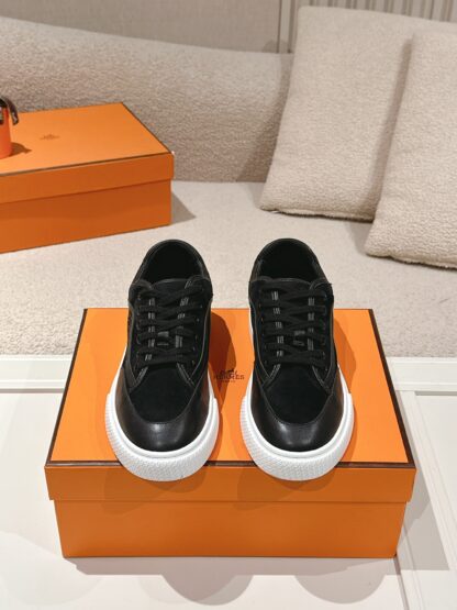 Hermes couple black fashion casual skateboard shoes