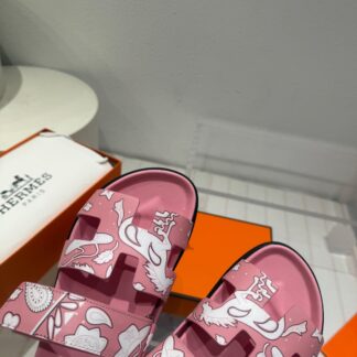 Hermès couple pink and white woven sandals