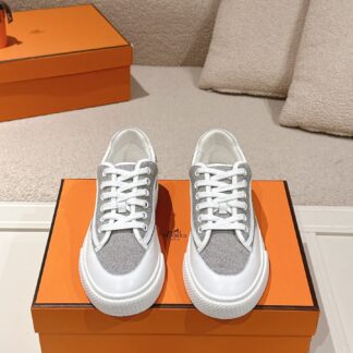 Hermes couple white and gray fashion casual skateboard shoes