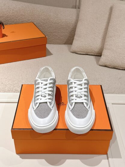 Hermes couple white and gray fashion casual skateboard shoes