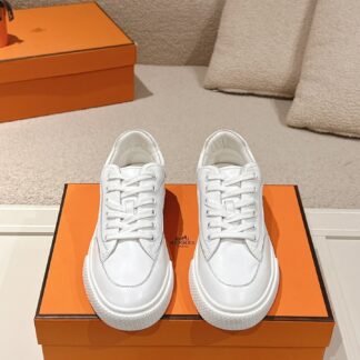 Hermes couple white fashion casual skateboard shoes