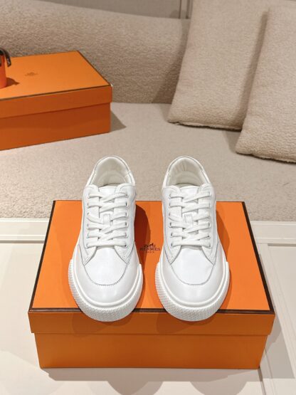 Hermes couple white fashion casual skateboard shoes