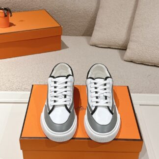 Hermes couple white and black fashion casual skateboard shoes