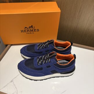 Hermès men's blue and black breathable sports shoes