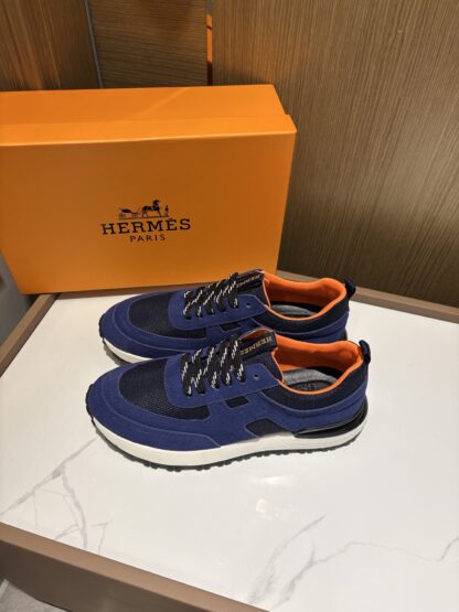 Hermès men's blue and black breathable sports shoes