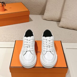 Hermes couple white and black fashion retro casual skateboard shoes